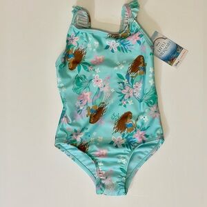 NWT Disney Little Mermaid Swimsuit 2T (Live Action) Blue Floral One-Piece NEW!